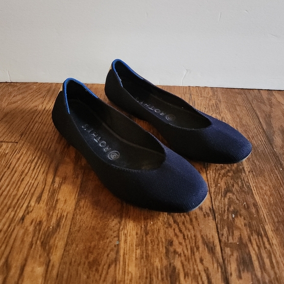 ROTHY'S The Square Toe Flats in Navy - Picture 2 of 11